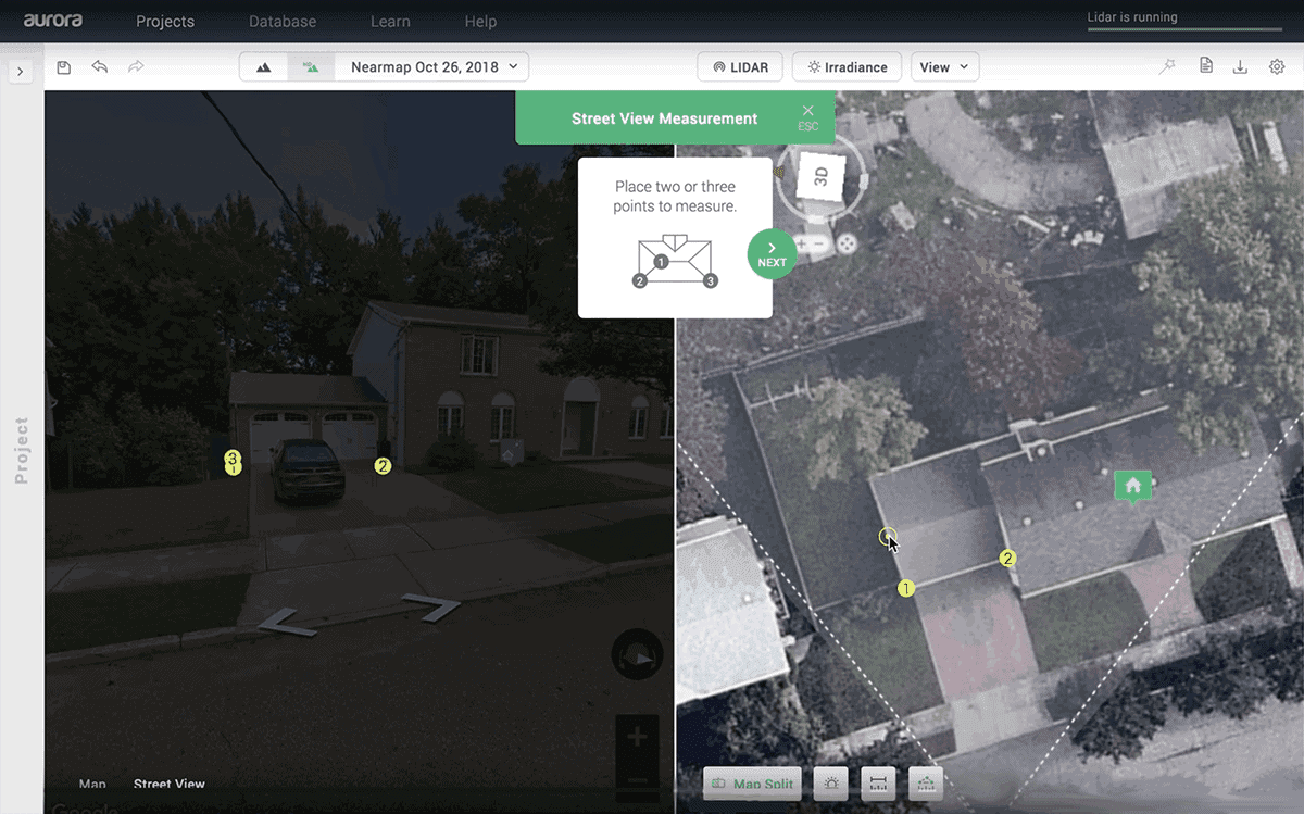 Aurora Solar's Street View Ruler has instructions that guides users through the process